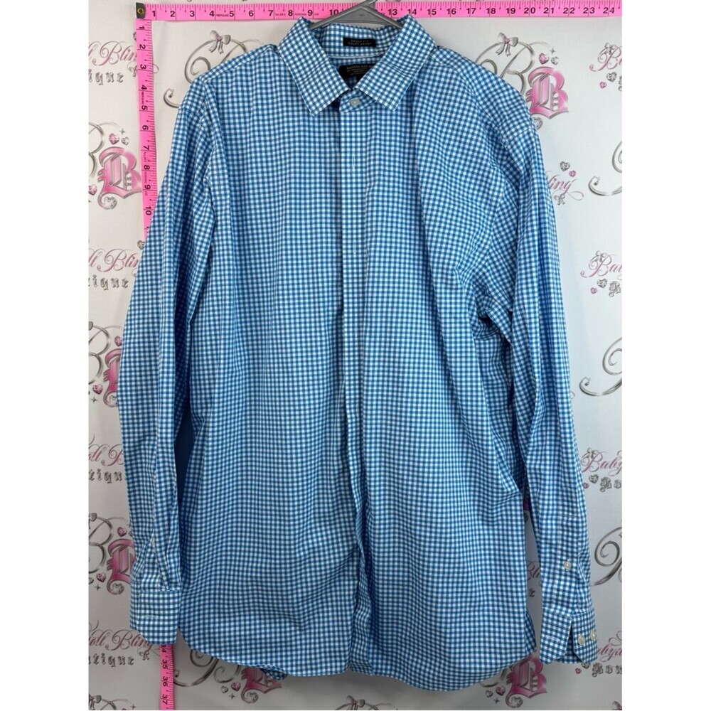 Banana Republic button up shirt Blue and White Gingham Dress Shirt grant fit